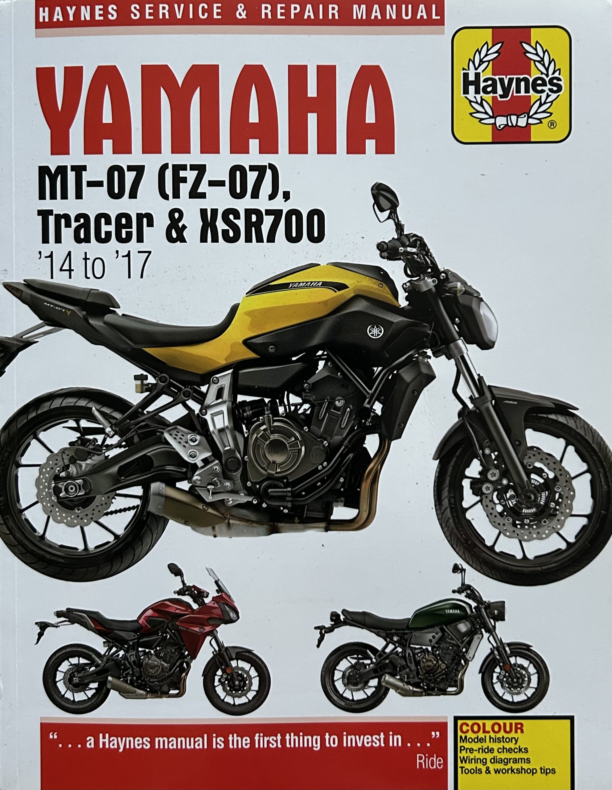 Yamaha MT-07 (FZ-07), Tracer & XSR700 (2014-2017) Haynes Repair Manual
